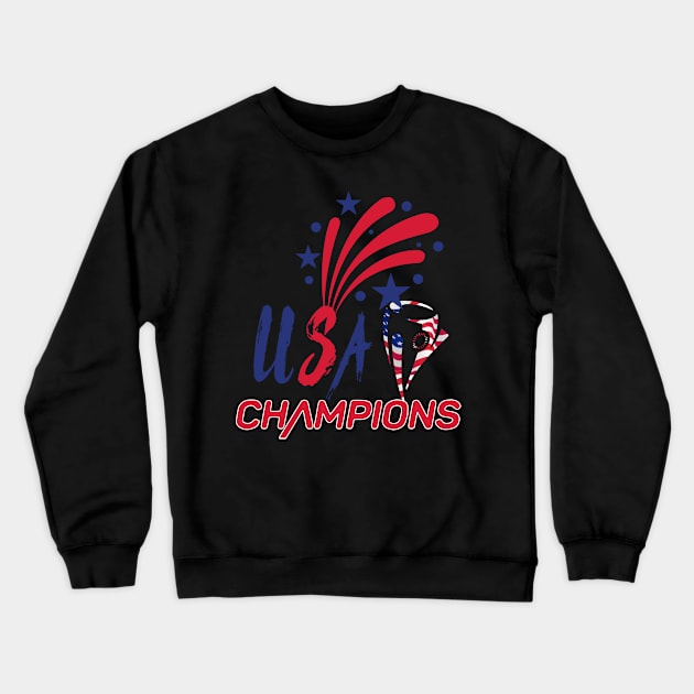 Nations League USA 2021 Champions Football Fans Crewneck Sweatshirt by ArchmalDesign